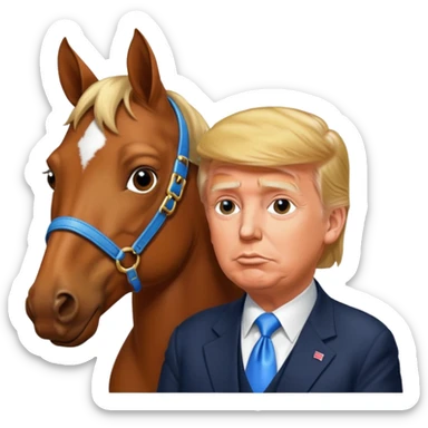 Donald trump kissing a horse named bubba ( the name bubba on its collar) sticker