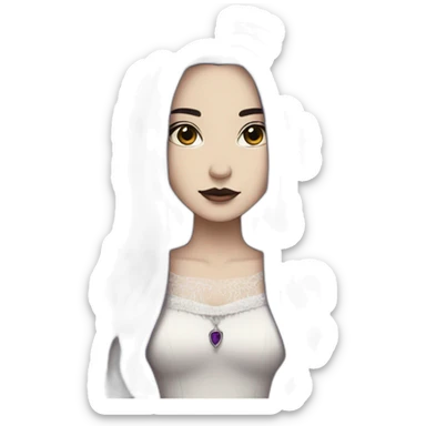 Queen white gothic girl long dark black and purple hair sticker