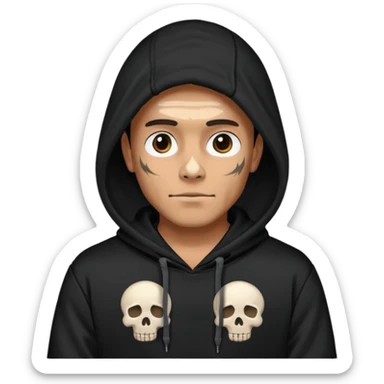 a hoodie with a design of skull on a man  sticker