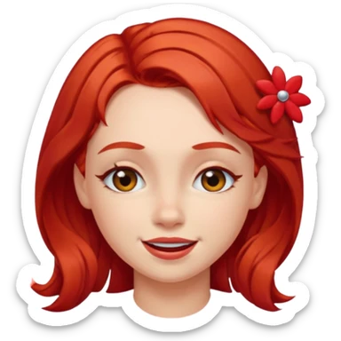 winking girl with red hair clips sticker