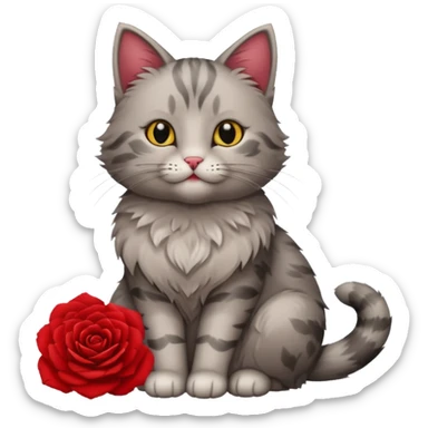 Cat and flower sticker