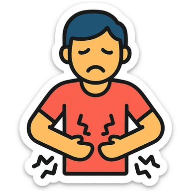 A person with stomach ache sticker