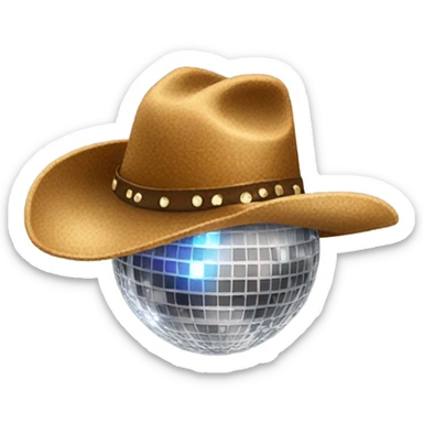 disco ball with a cowboy hat sticker
