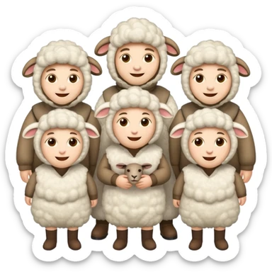 Quero 5 pessoas vestidas de ovelhas sticker