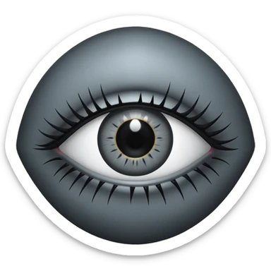 Minimal emoji, gothic futuristic eye, cold grey sclera, the pupil is fully replaced by a solid black number 8 eight, occult cyber aesthetic, sharp clean lines, flat emoji design, centered, transparent background sticker