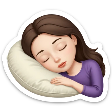 brunette white girl sleeping beauty silk pillow under head sticker