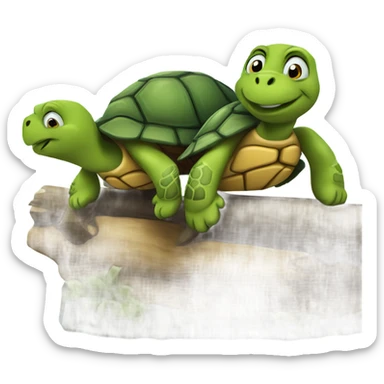 Two turtles on a log sticker