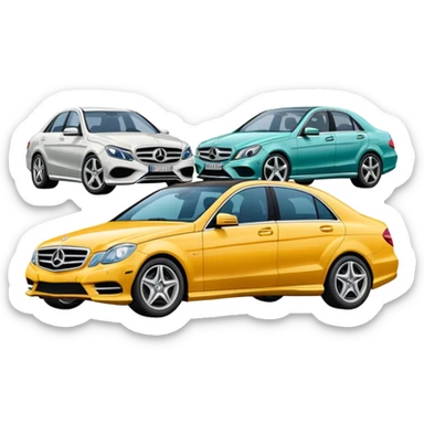 group of four Mercedes-Benz cars emoji style sticker