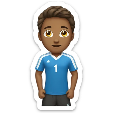 a boy with a soccer t-shirt looking cross sticker