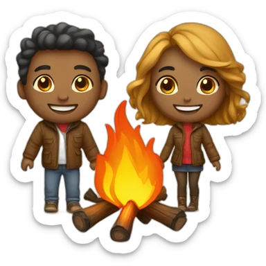Cute couple at bonfire sticker