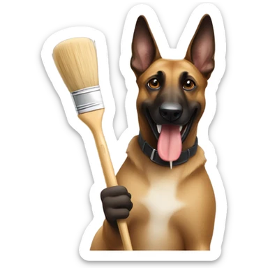 malinois holding a painting brush sticker