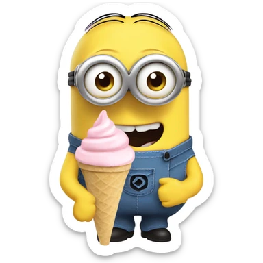 minion eating vanilla icecream cone sticker
