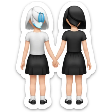 Black and white girl holding hands backs turned sticker