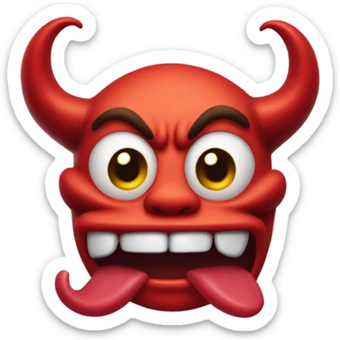 Devil emoji sticking out tongue eyes crossed sticker