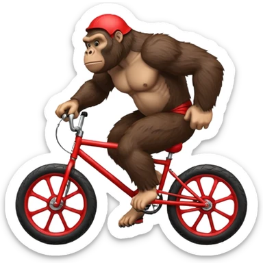 Gorilla wheeling a red BMX bike sticker