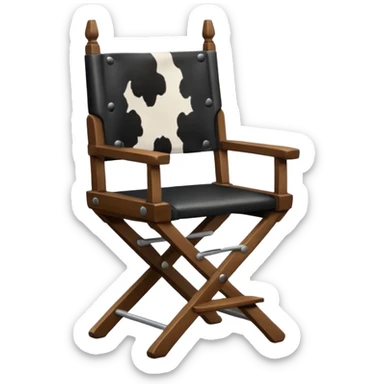 Director's chair from the back with a Friesan cow sitting in it sticker