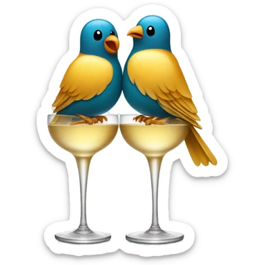 Two birds sitting on a champagne coupe sticker
