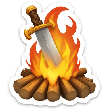  bonfire with a sword coming out of the flames sticker