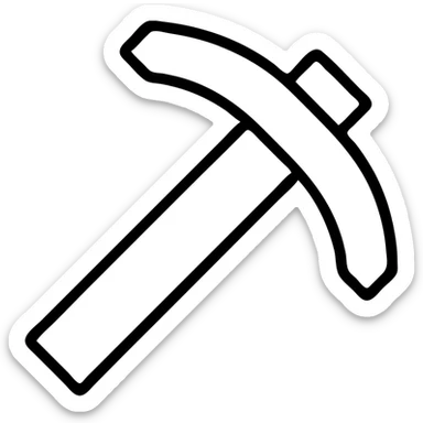 outlined icon of a Minecraft pickaxe sticker