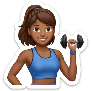 Gym girl brown skin and brown hair  sticker