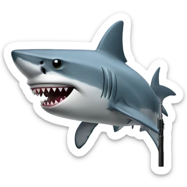 Shark with a gun sticker
