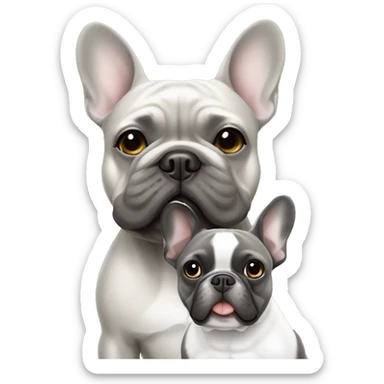 Gray French bulldog with girl sticker