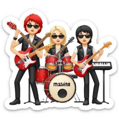 Russian rock band Mashina Vremeni with musicians playing instruments sticker
