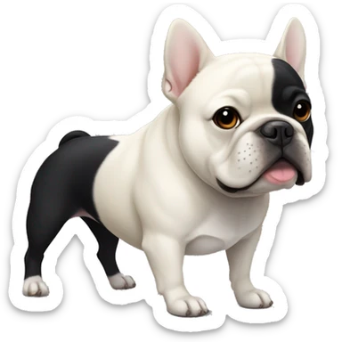 Black French bulldog with white chest standing nearby dog shiba inu  sticker