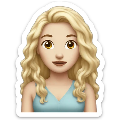 white skin woman with ruby long hair sticker