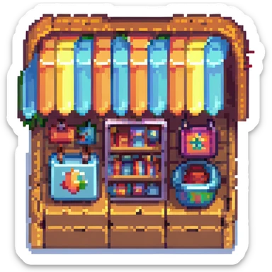 store icon, pixel art style, retro and blocky sticker