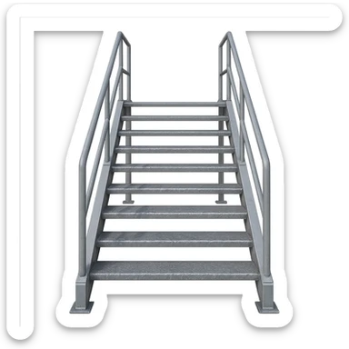 outdoor metal stairs, 10 steps, straight-on, railings on both sides sticker