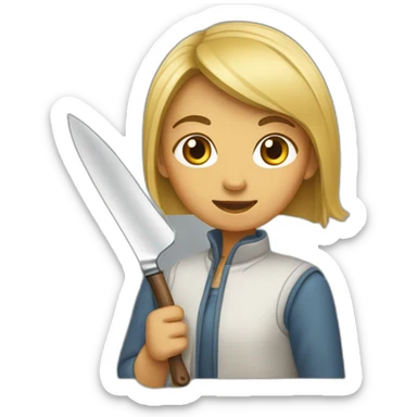 Une fille qui porte un couteau sticker