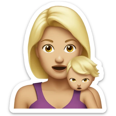 blonde Mama with angry baby sticker
