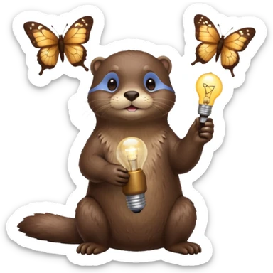 otter with butterflies and light bulb idea sticker