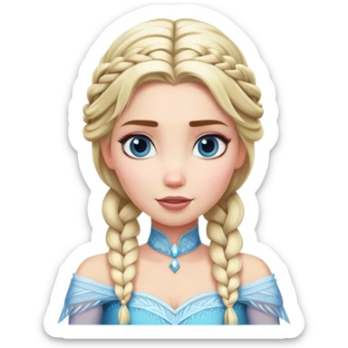 Elsa ice queen with blonde braid sticker