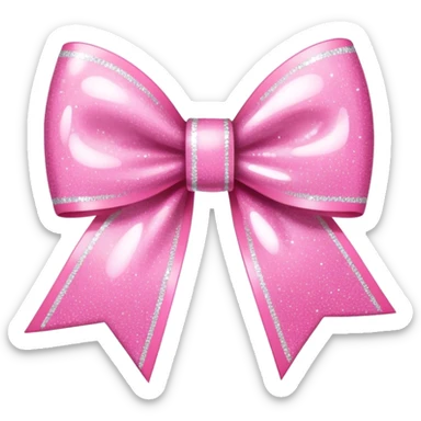 pink bow with white glitter sticker