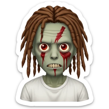 zombie with brown dreads white tee  sticker