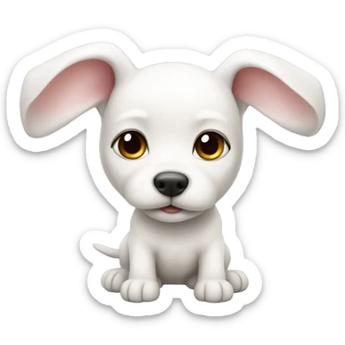 cute white puppy with bunny-like long ears small body. round head sticker