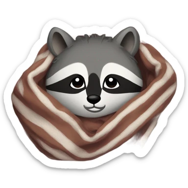 raccoon under a blanket sticker
