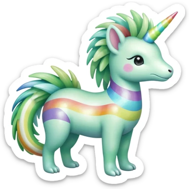 Iridescent striped rainbows pastel shiny sparkly zippy zappy icy Virizion-Trico-Amaura-Shaymin-hybrid-creature (full body) sticker