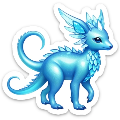Shiny Exotic Futuristic Tropical Colorful Neon-colored Glittery Ethereal Sparkly Amaura-Aurorus-Fakémon-hybrid-creature (full body)  sticker