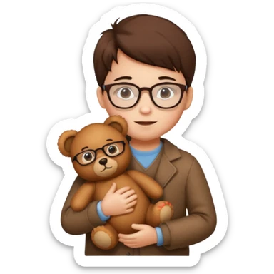 kid wearing glass with teddy bear  sticker