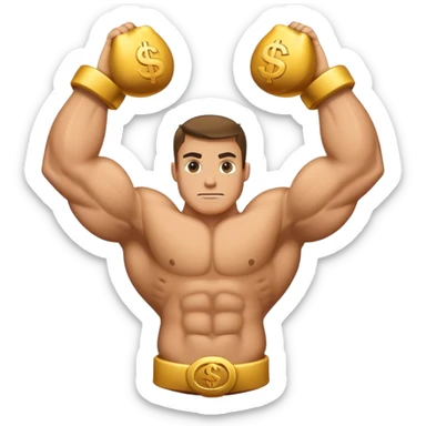 I want money bag with big strong arms from each side. Like its been going to the gym sticker