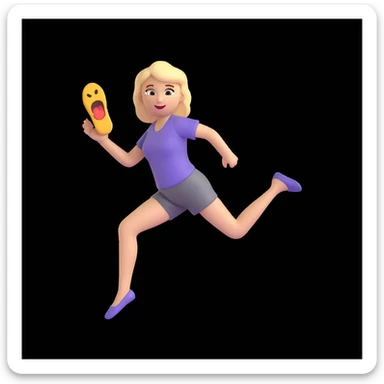 a mom dramatically leaping forward while throwing a slipper, emoji style sticker