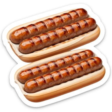 Cinematic Realistic Cevapi Dish Emoji, depicted as small, grilled minced meat sausages with a charred exterior rendered with lifelike textures and warm, savory lighting. sticker