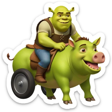 create shrek riding a hog sticker