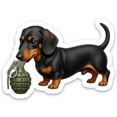 Dachshund eat a grenade sticker