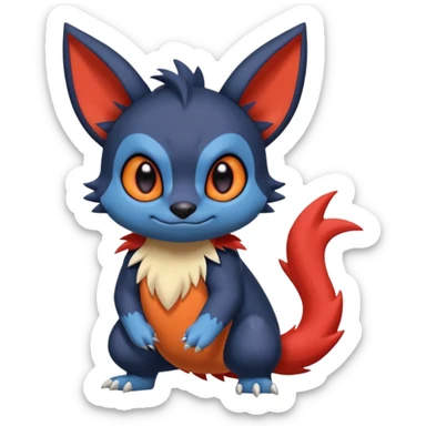 Cute adorable Stitch-Litten-Toothless-Noibat-Zangoose-fusion, full body sticker