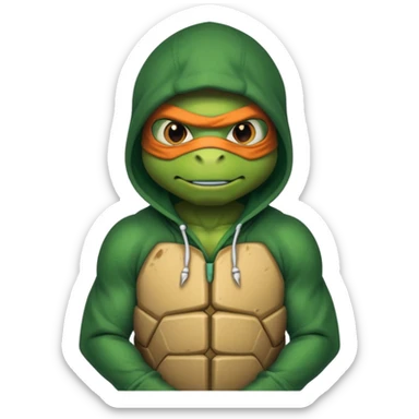 A ninja turtle wearing a hoodie sticker
