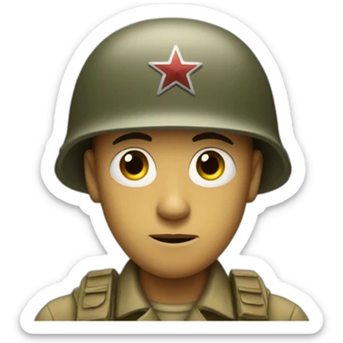 A world war two era soldier staring into the distance, clearly traumatized  sticker